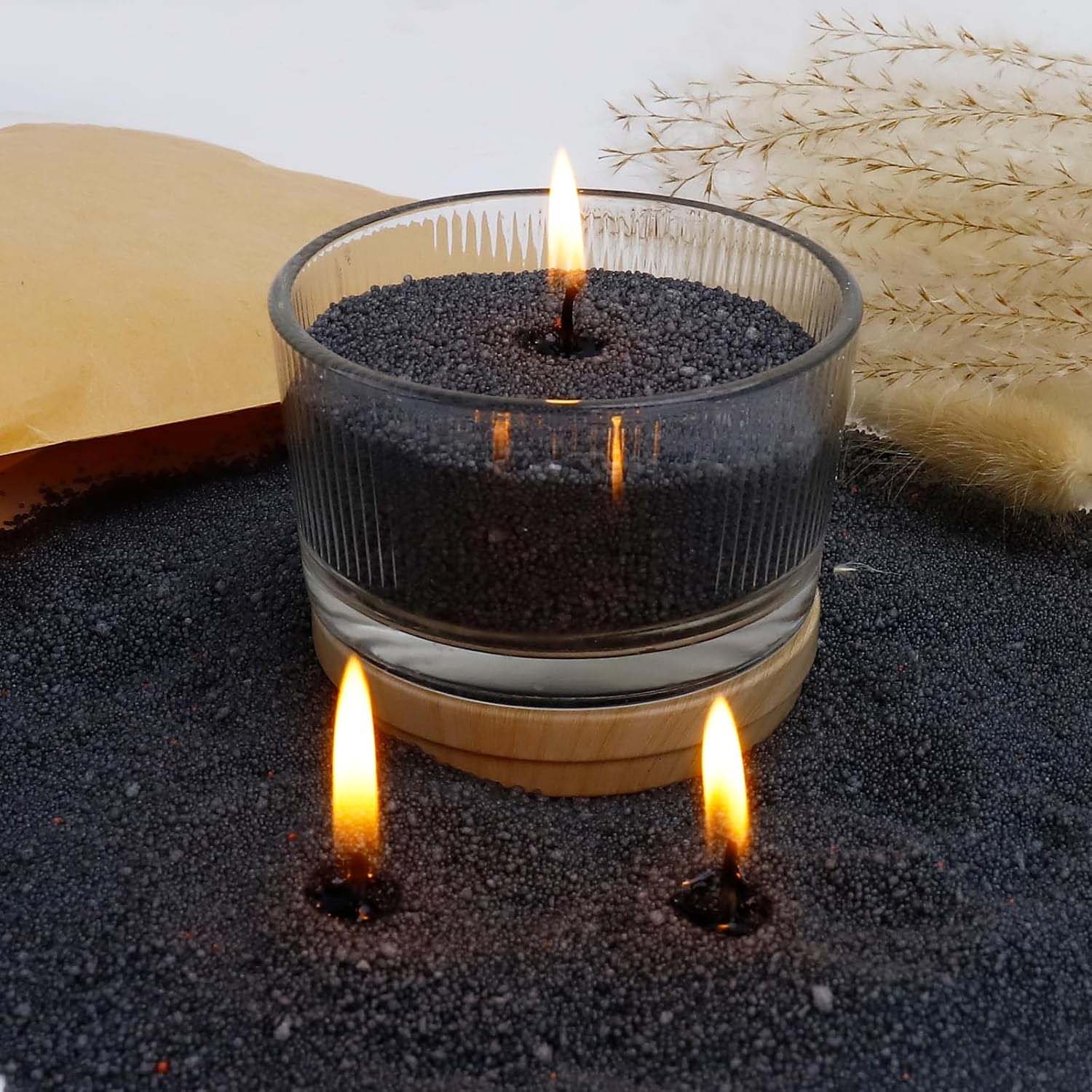 Candle Making Material - Black Candle Sand with Wick, 200g