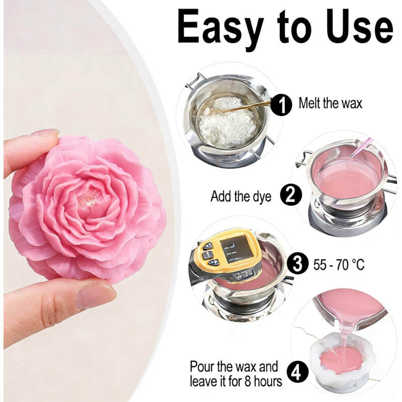 5Flower Candle Mold Set，3D Flo - огляд і ціна Candle Making Jelly